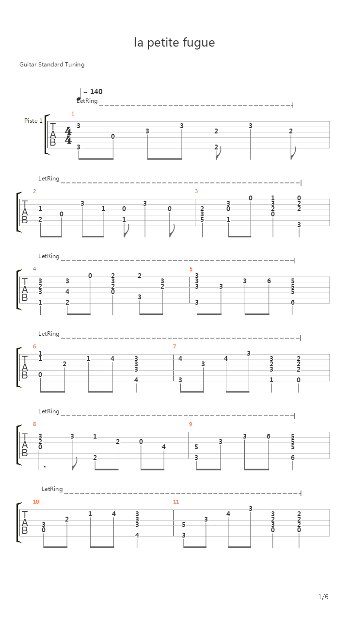 La Petite Fugue吉他谱