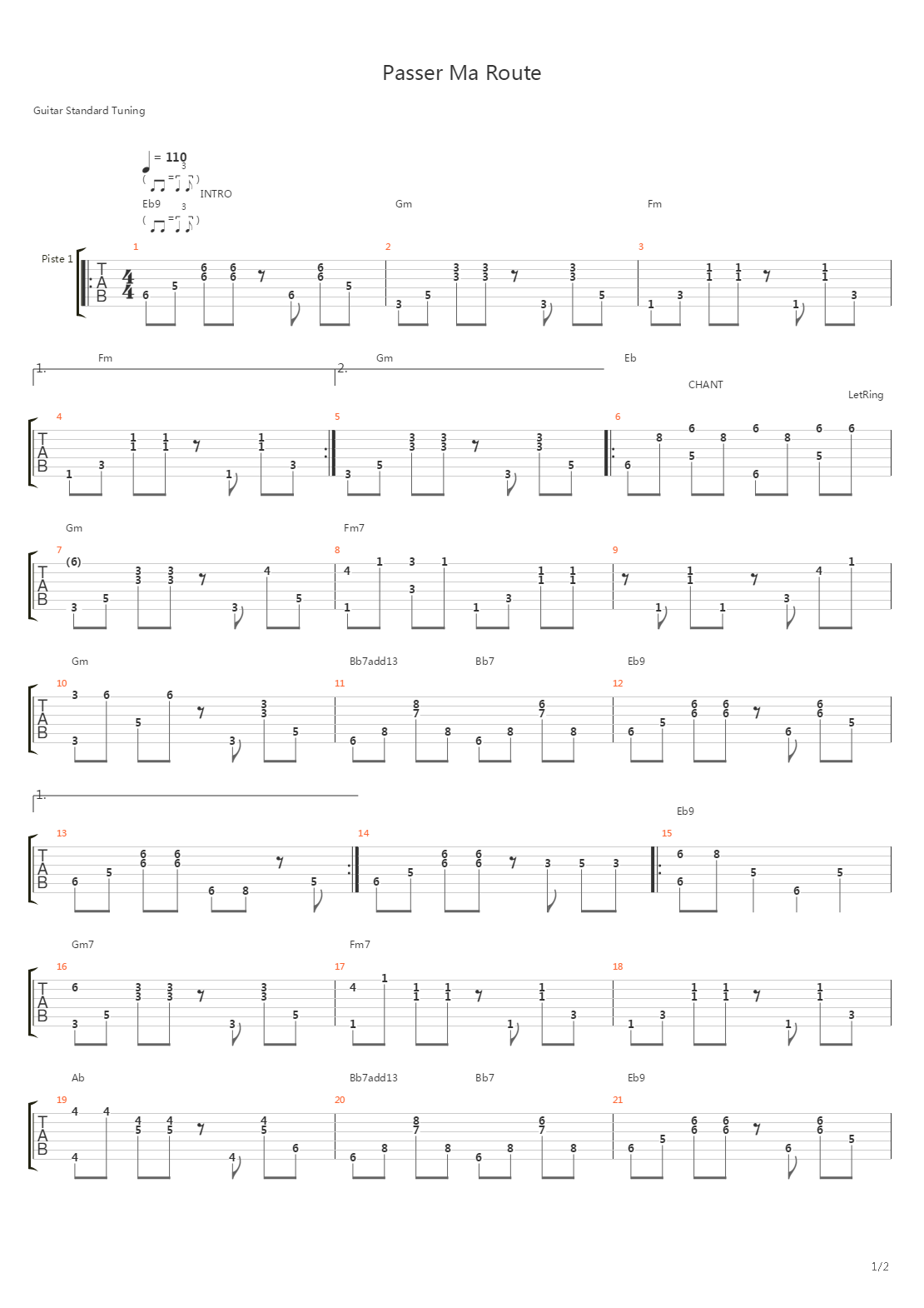 Passer Ma Route吉他谱