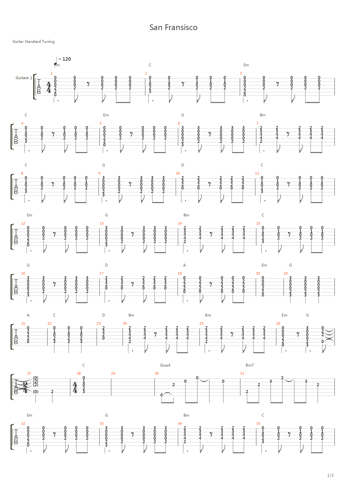 San Fransisco吉他谱