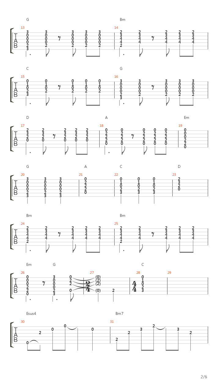 San Fransisco吉他谱