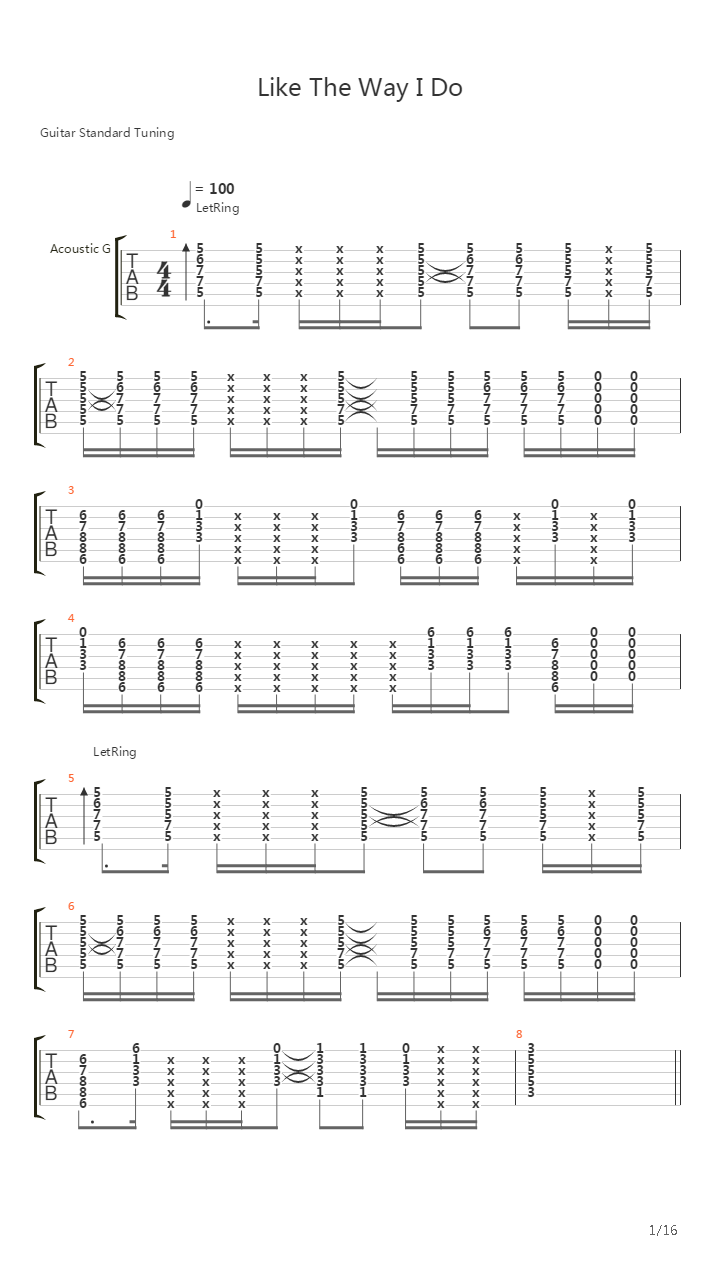 Like The Way I Do吉他谱
