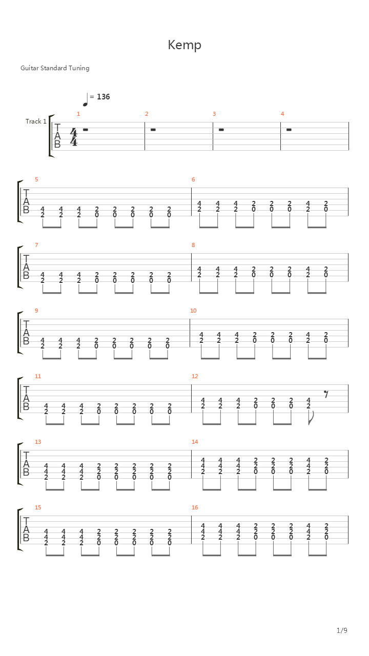 Kemp吉他谱