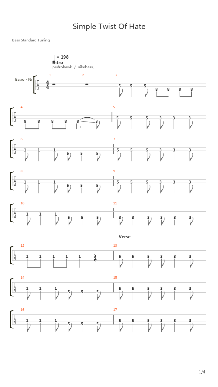 Simple Twist Of Hate吉他谱