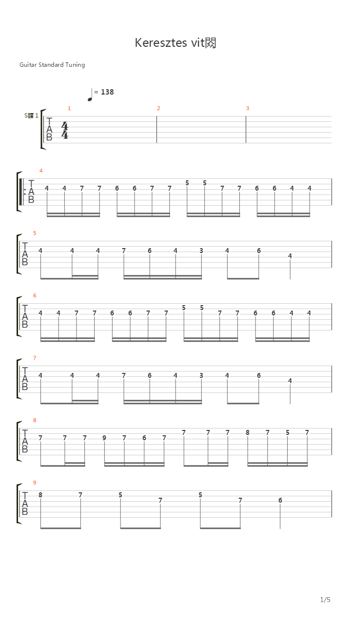 Keresztes Vitez吉他谱