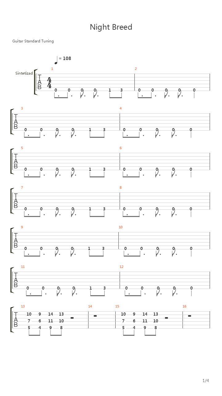 Nigth Breed吉他谱