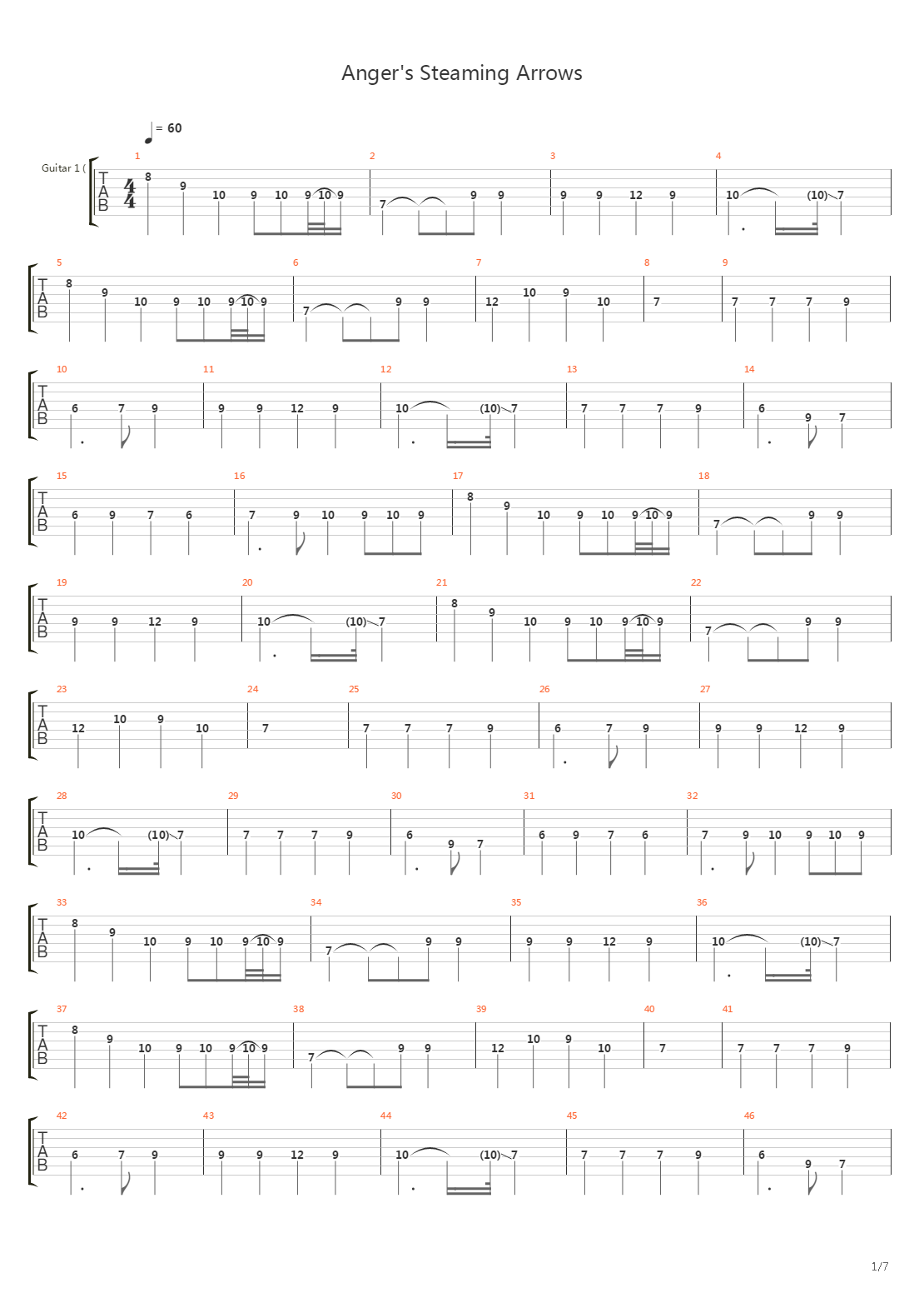 Anger's Steaming Arrows吉他谱