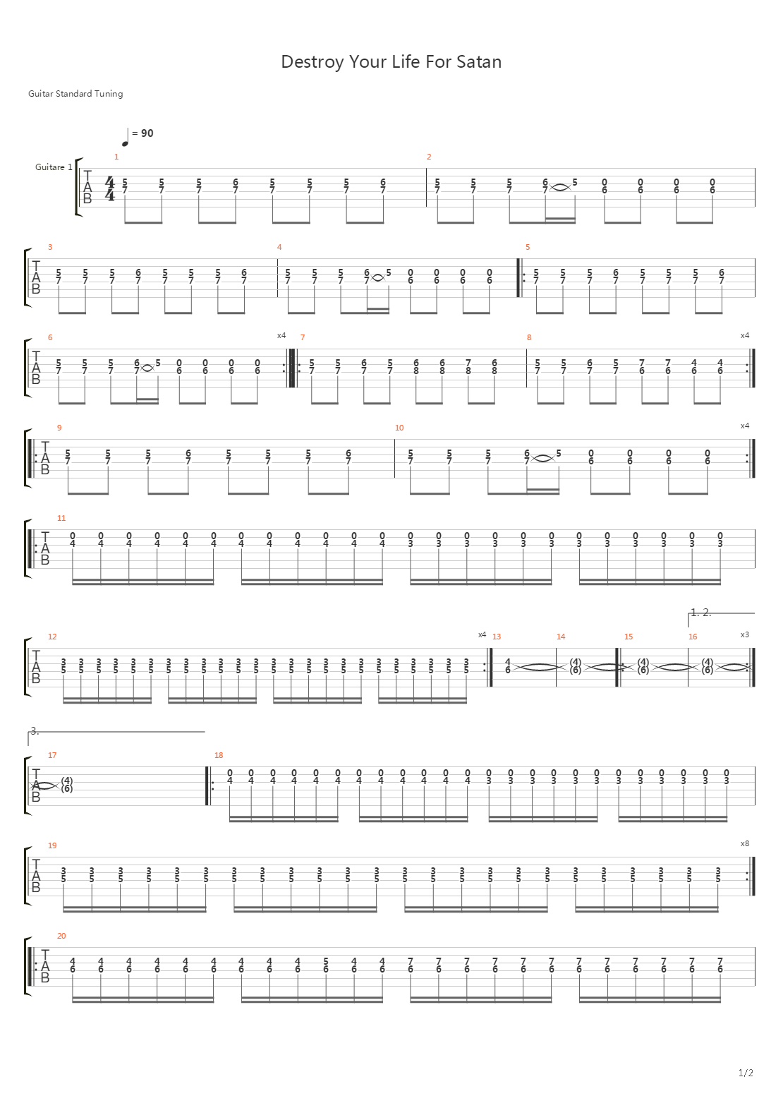 Destroy Your Life For Satan吉他谱