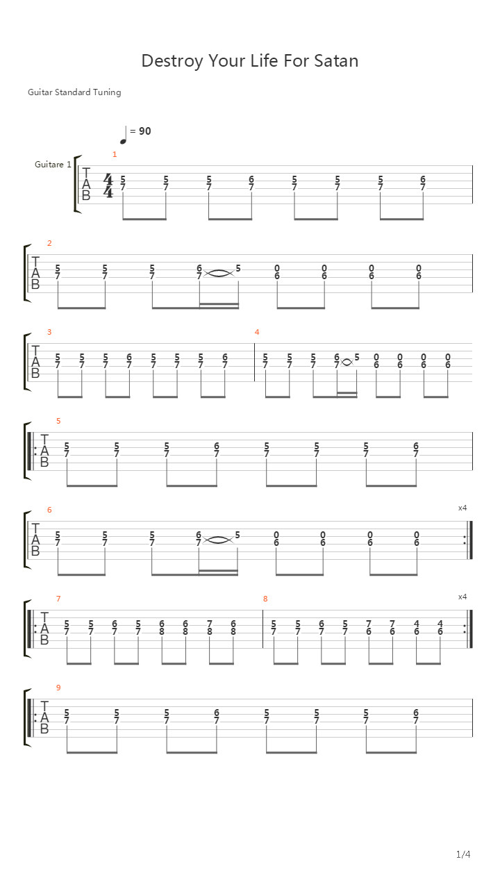 Destroy Your Life For Satan吉他谱