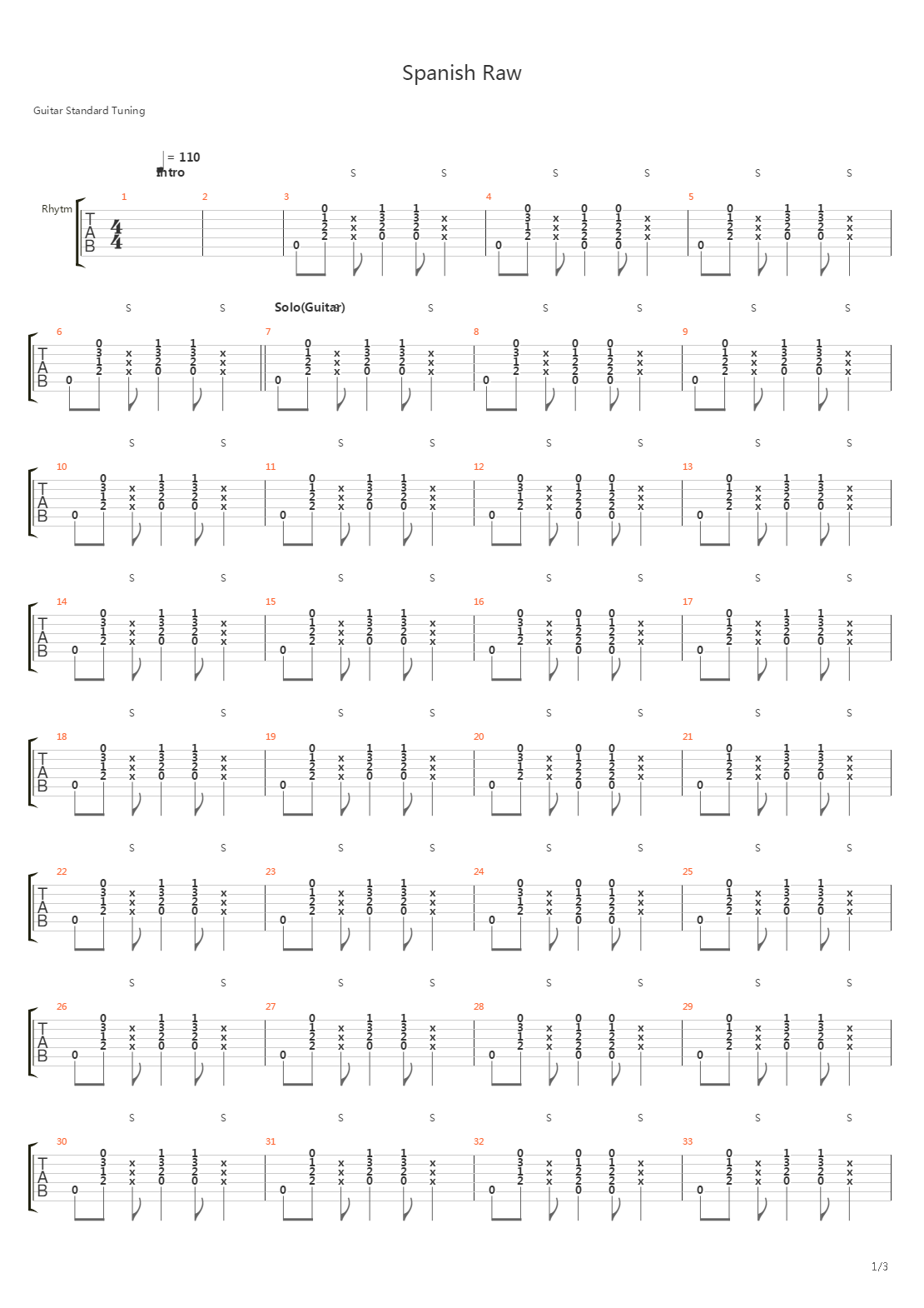 Spanish Raw吉他谱