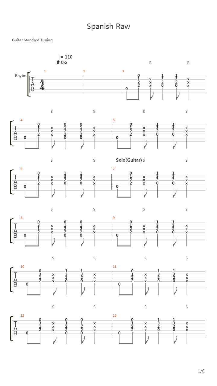 Spanish Raw吉他谱