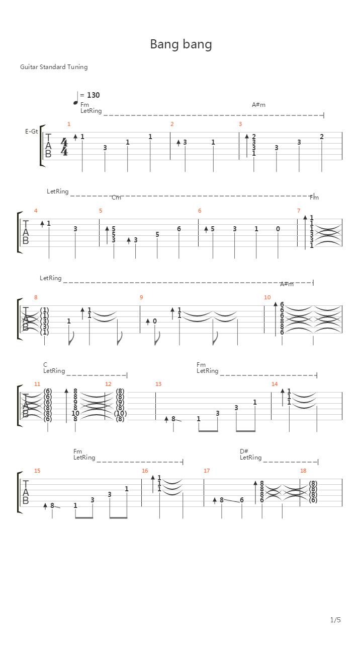 Bang Bang (My Baby Shot Me Down)吉他谱
