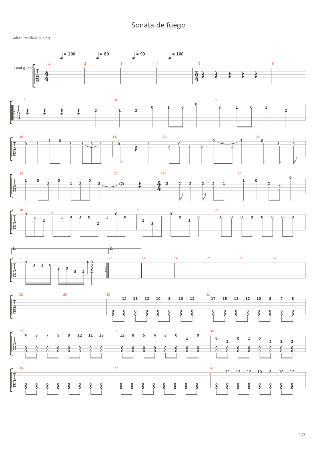 Sonata De Fuego吉他谱