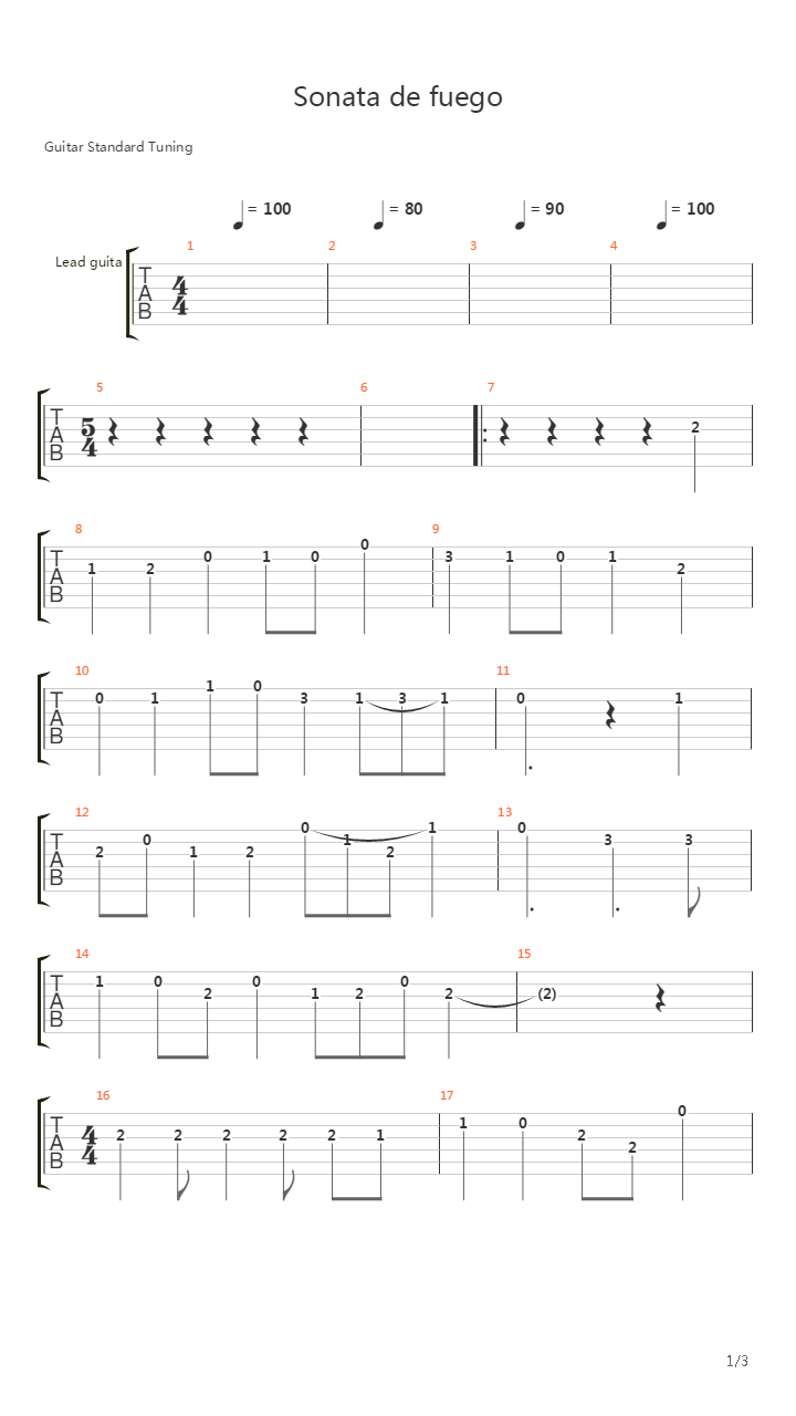Sonata De Fuego吉他谱