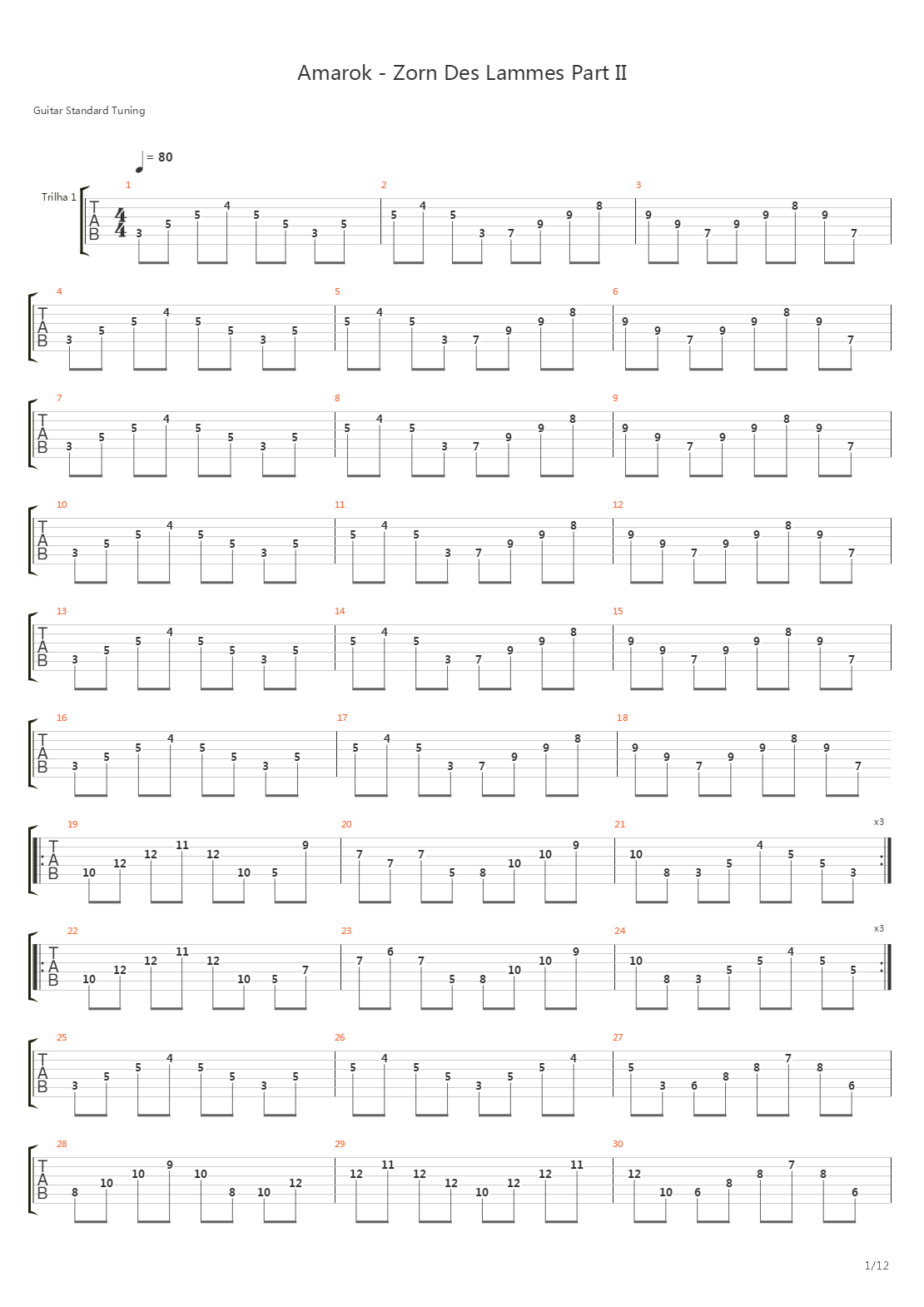 Amarok - Zorn Des Lammes Part II吉他谱