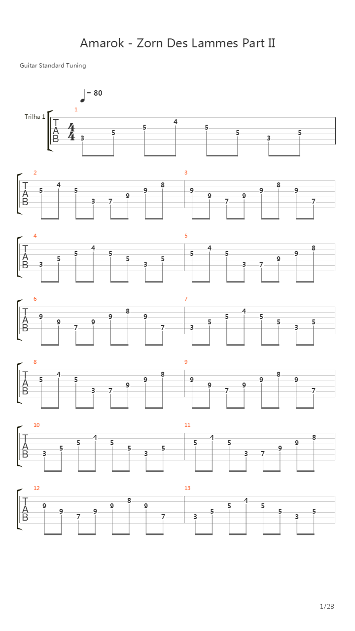 Amarok - Zorn Des Lammes Part II吉他谱