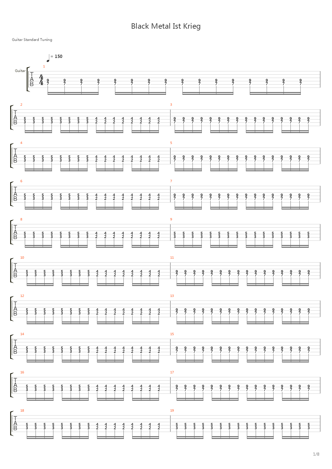 Black Metal Ist Krieg吉他谱