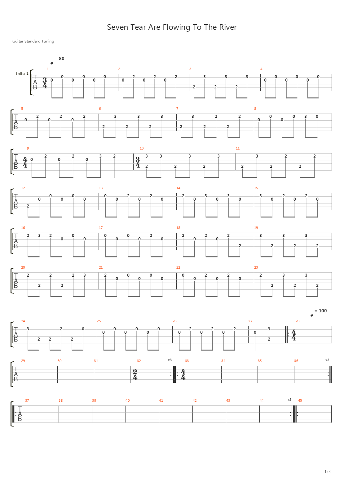 Seven Tears Are Flowing To The River吉他谱