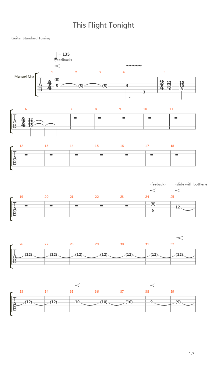 This Flight Tonight吉他谱
