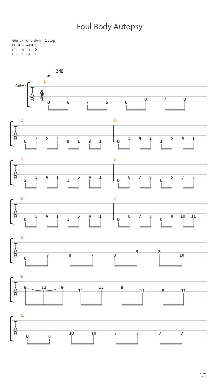 Foul Body Autopsy吉他谱