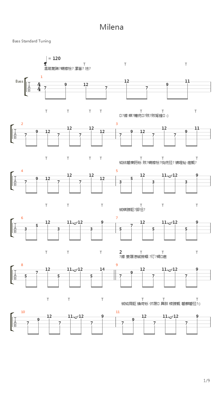 Milena吉他谱