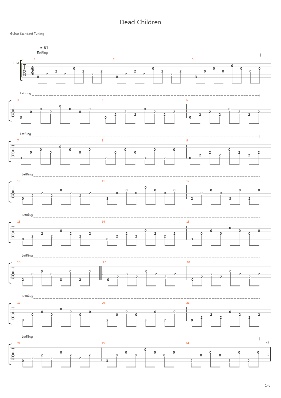 Dead Children (Solo)吉他谱