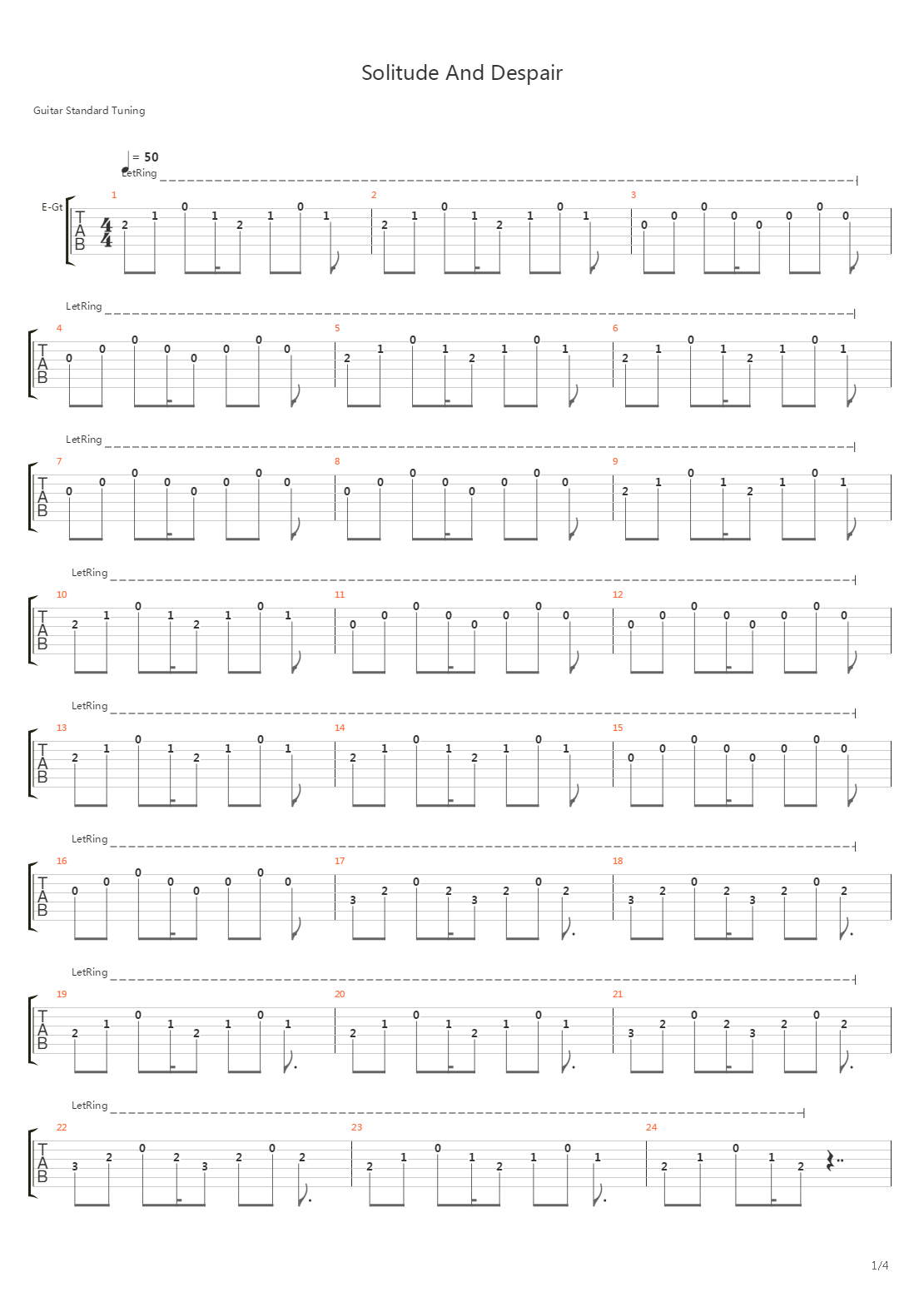 Solitude And Despair吉他谱