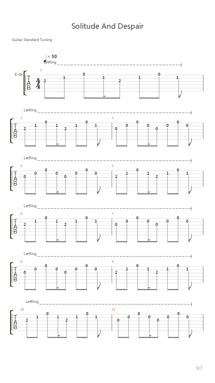Solitude And Despair吉他谱