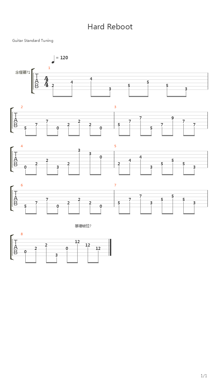 Hard Reboot吉他谱