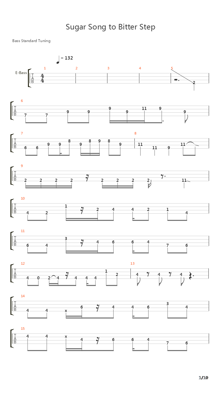 シュガーソングとビターステップ (血界战线ED 贝斯 完整版)吉他谱
