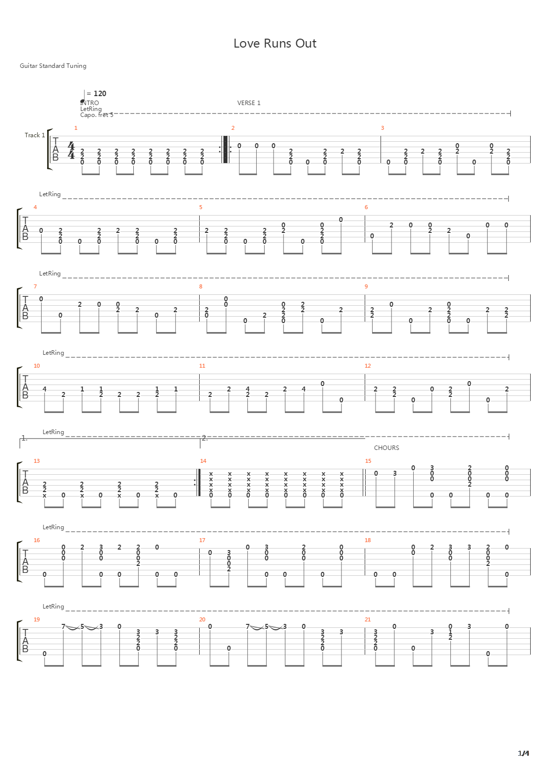 Love Runs Out吉他谱