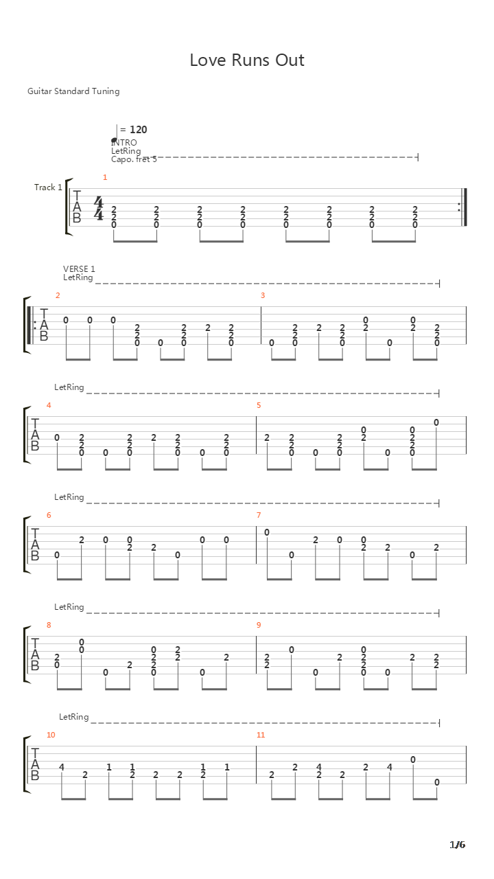 Love Runs Out吉他谱