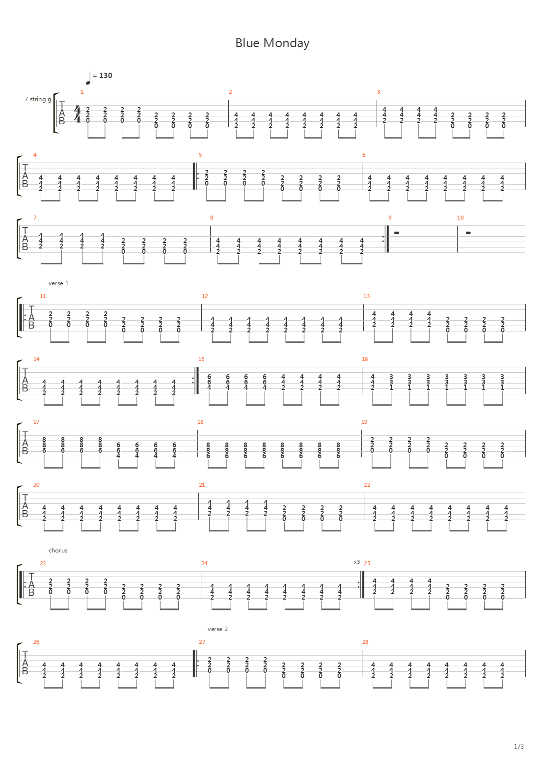 Blue Monday吉他谱