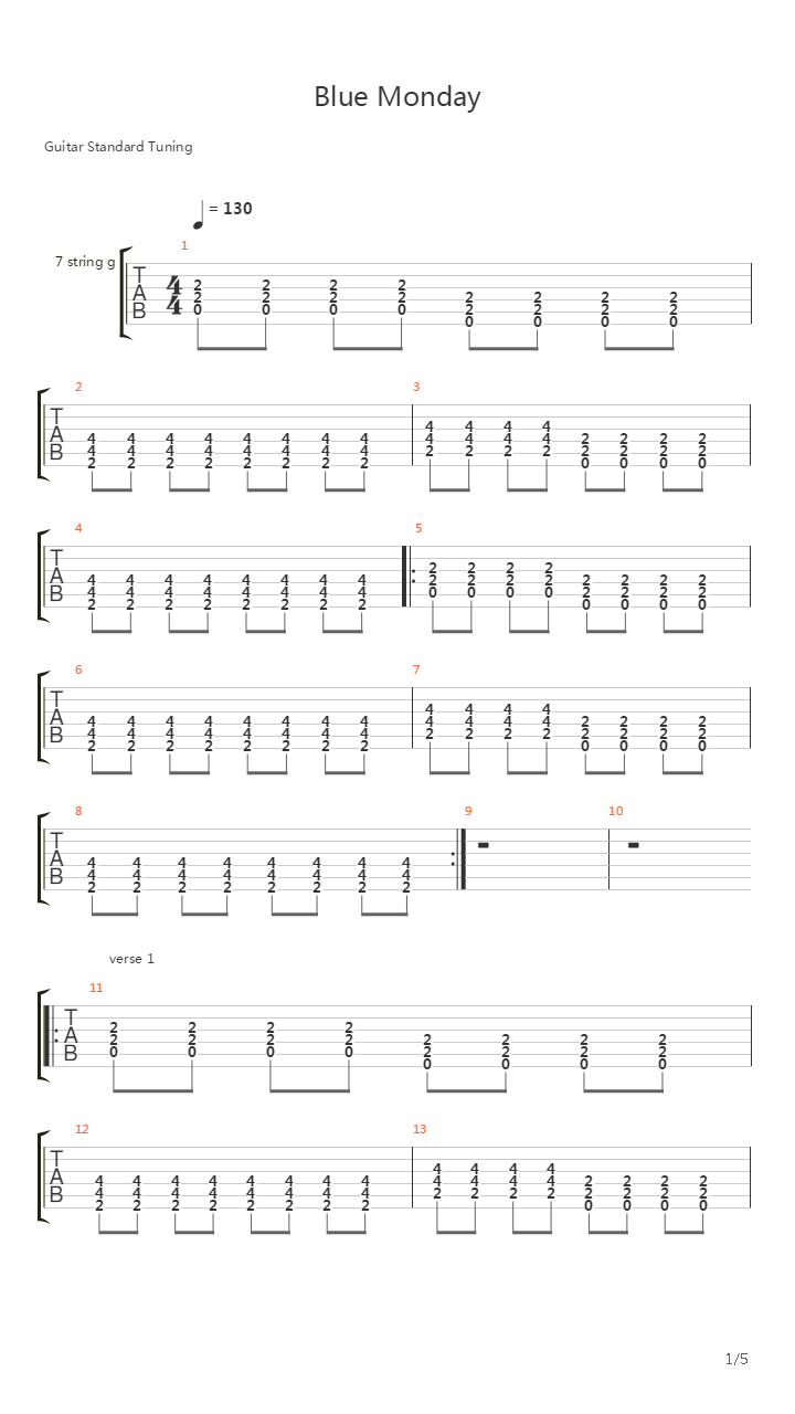 Blue Monday吉他谱