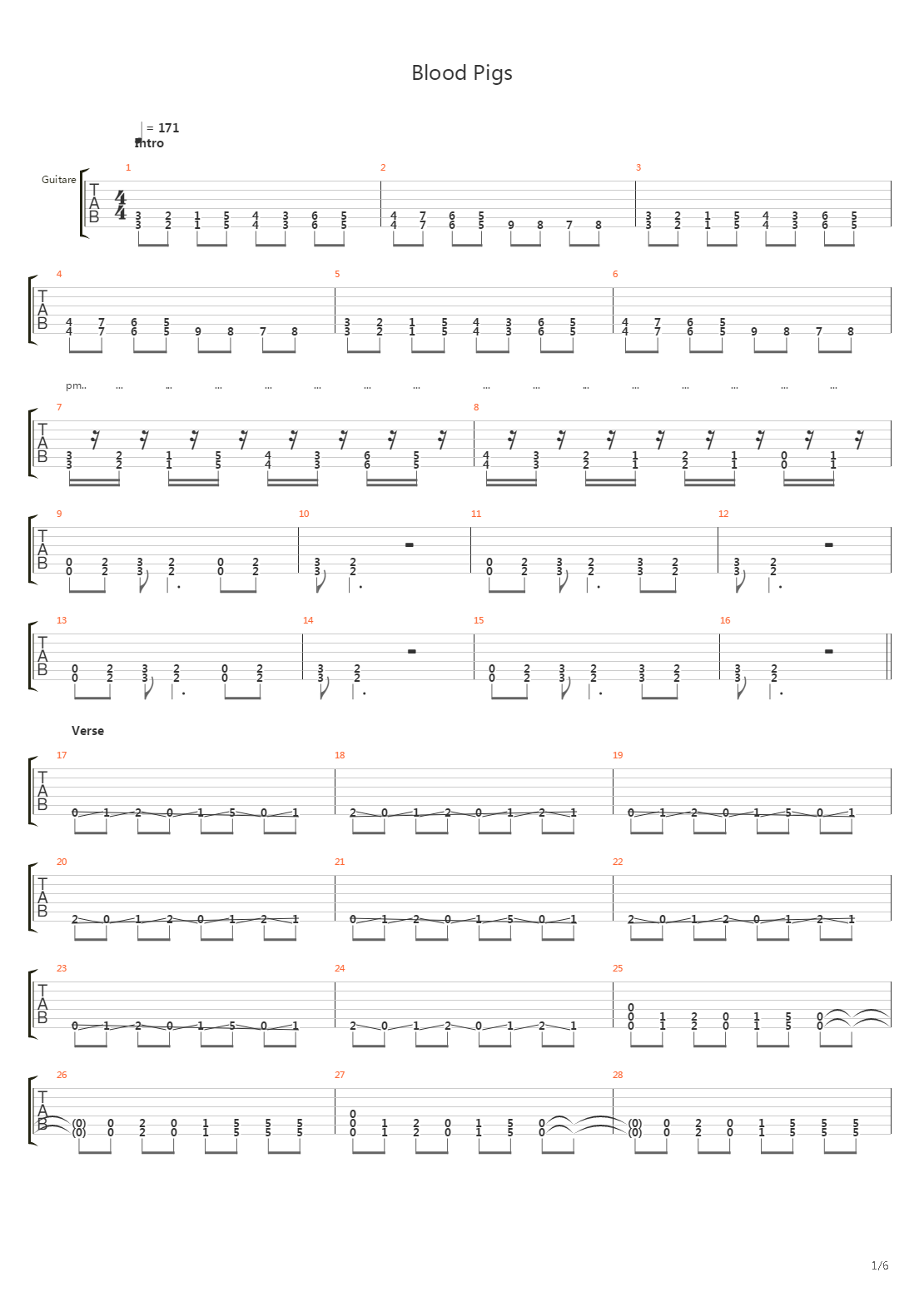 Blood Pigs吉他谱