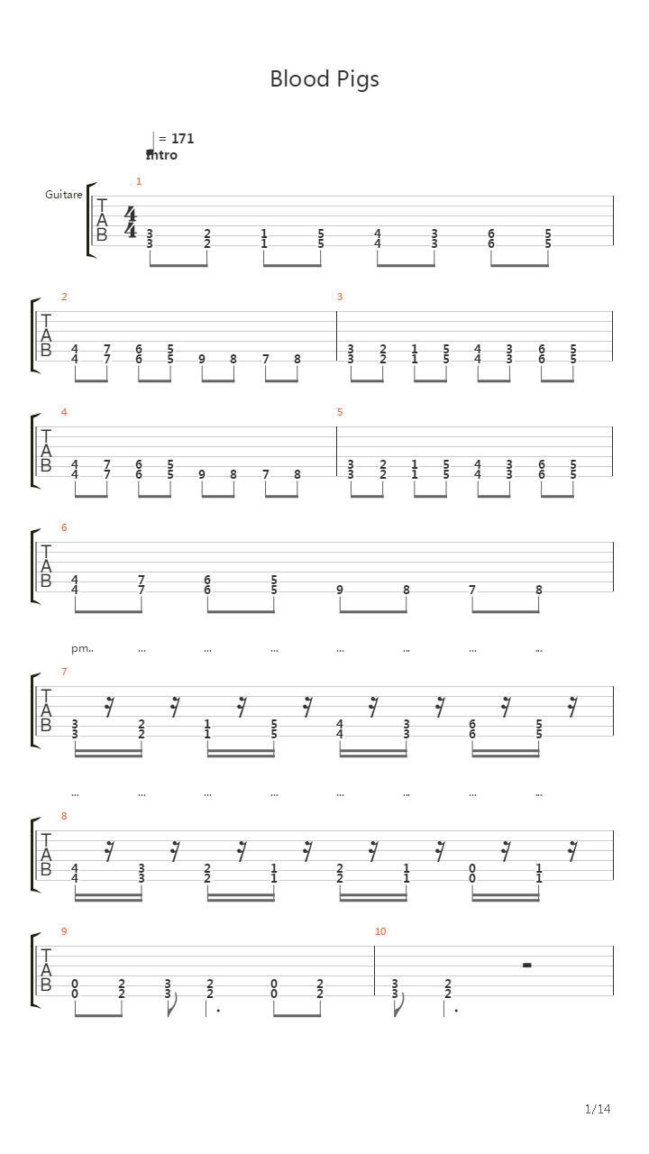 Blood Pigs吉他谱
