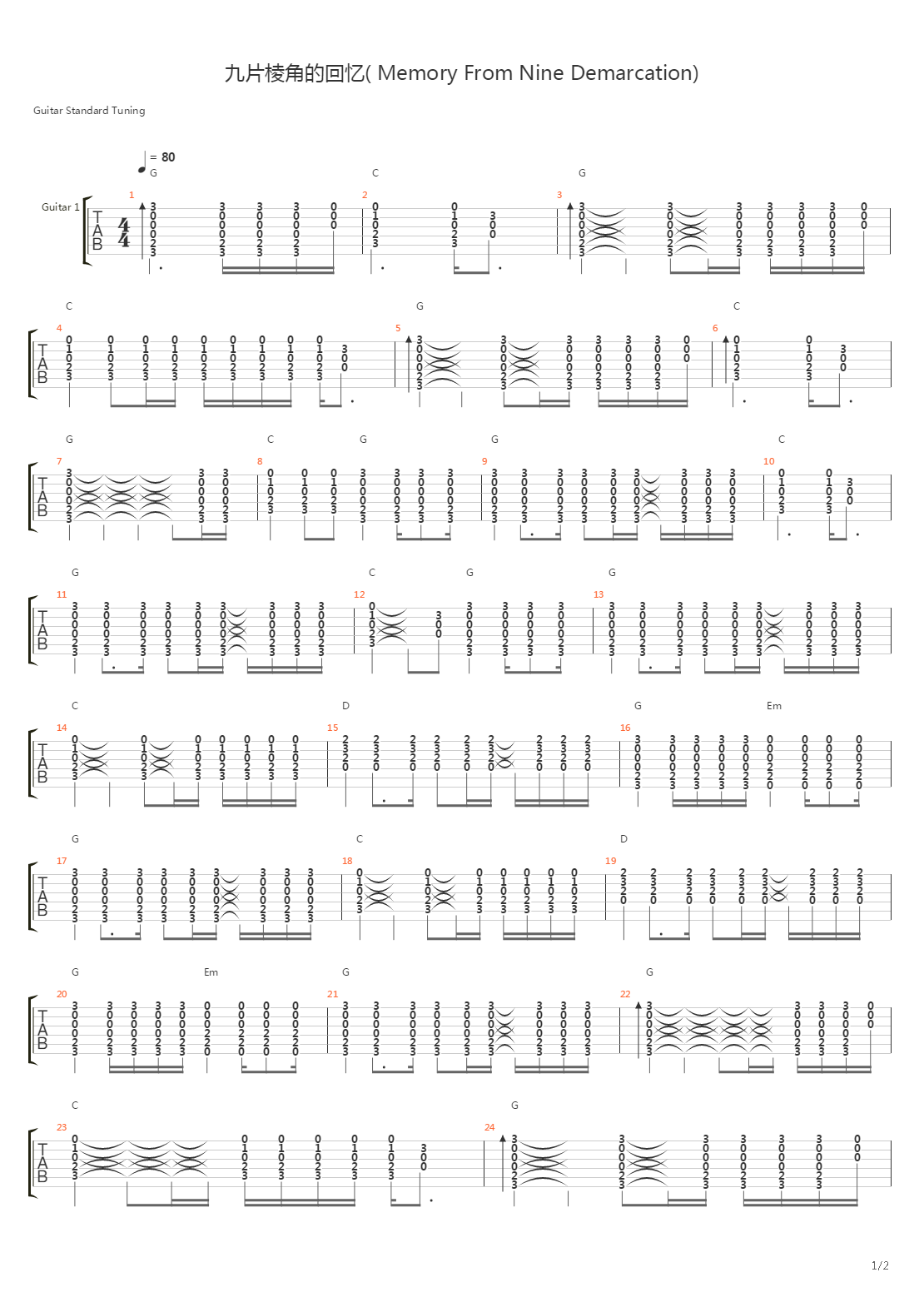 OverLoad - Memory From Nine Demarcation吉他谱