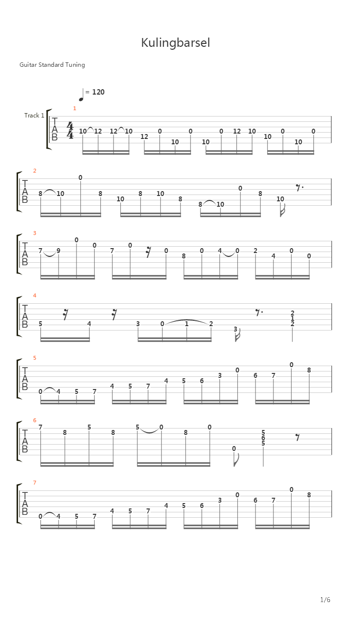 Kulingbarsel吉他谱