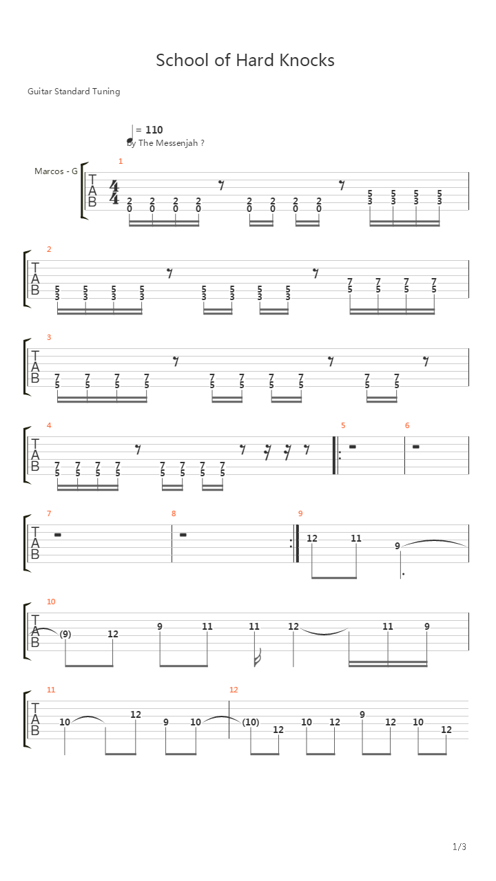 School of Hard Knocks吉他谱