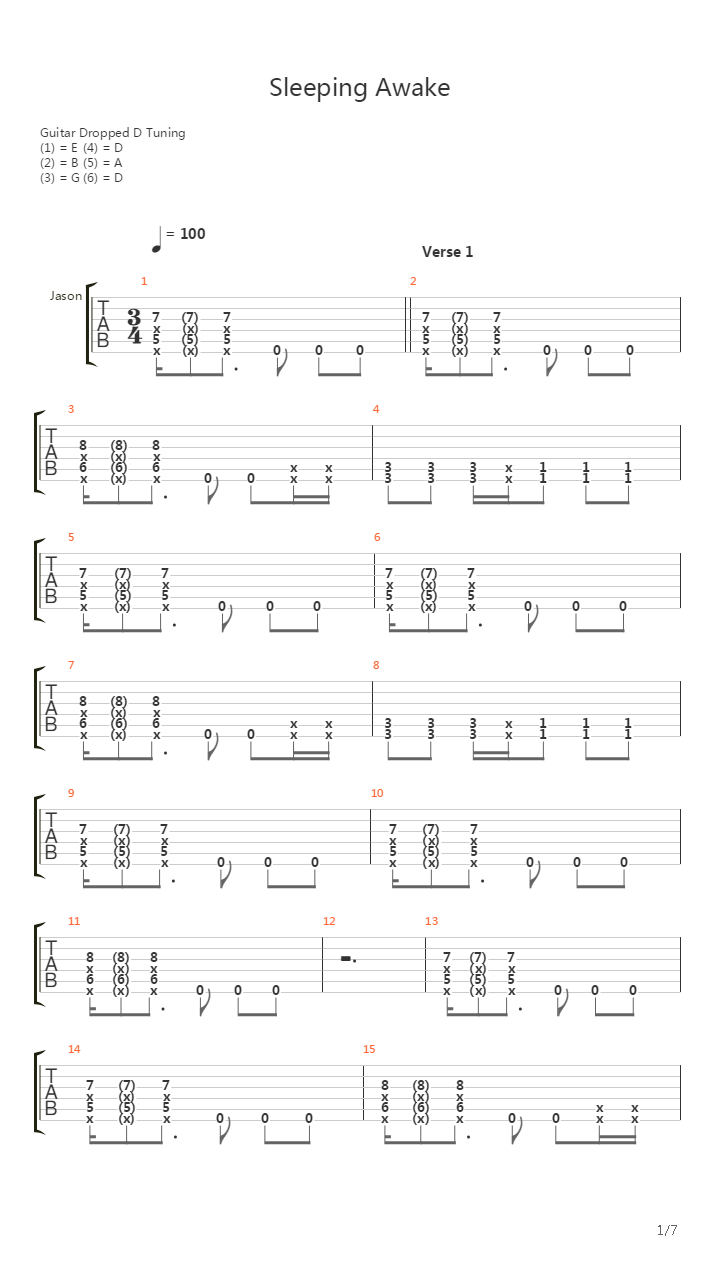 Sleeping Awake吉他谱