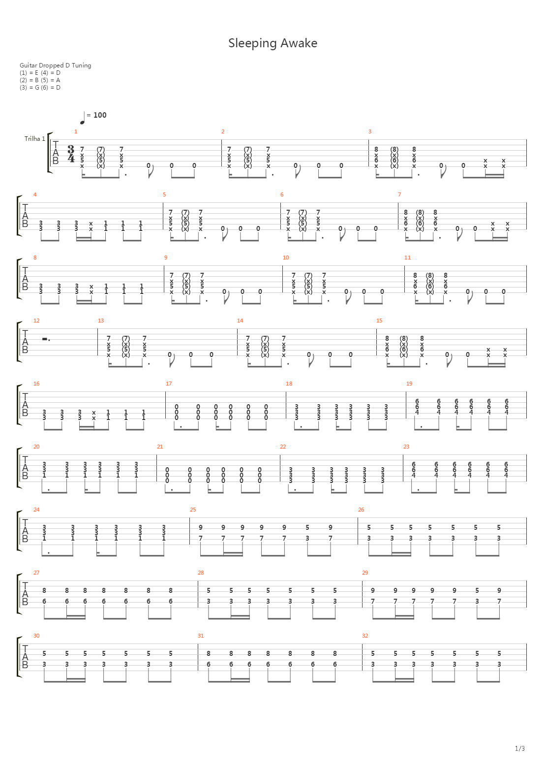 Sleeping Awake吉他谱