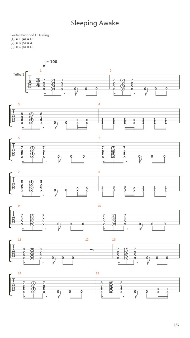 Sleeping Awake吉他谱