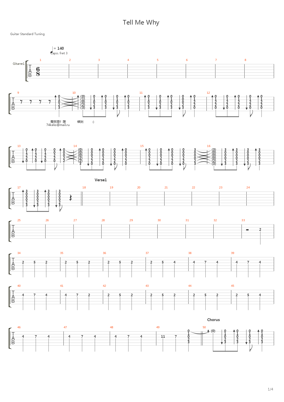 Tell Me Why吉他谱