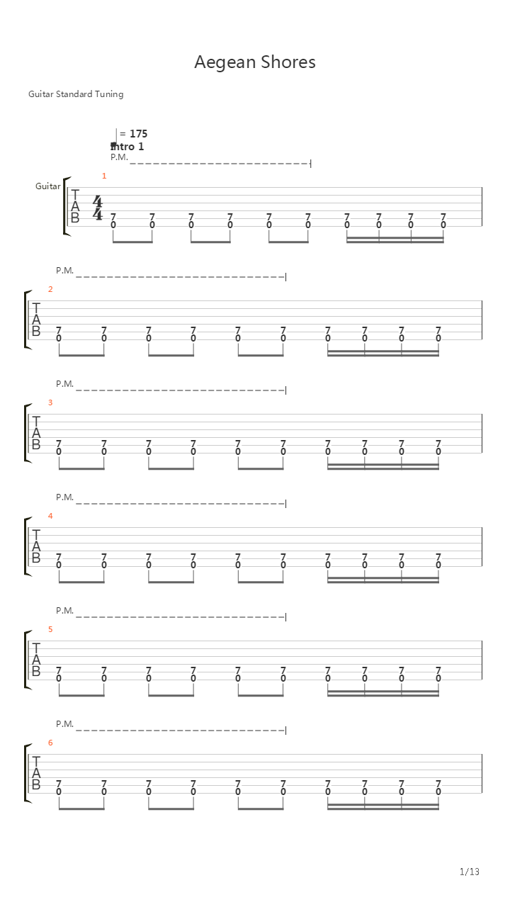 Aegean Shores吉他谱