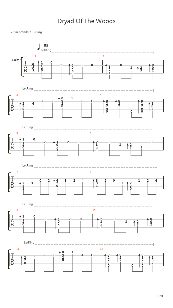 Dryad Of The Woods吉他谱