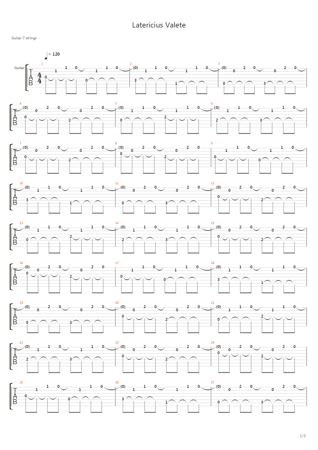Latericius Valete吉他谱