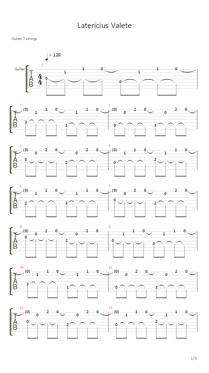 Latericius Valete吉他谱