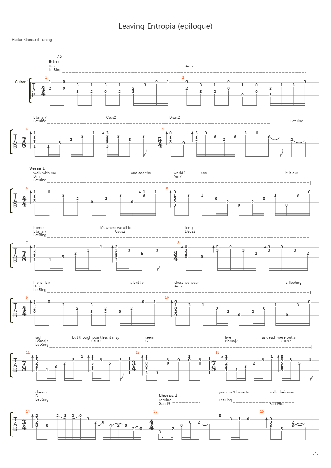 Leaving Entropia (Epilogue)吉他谱