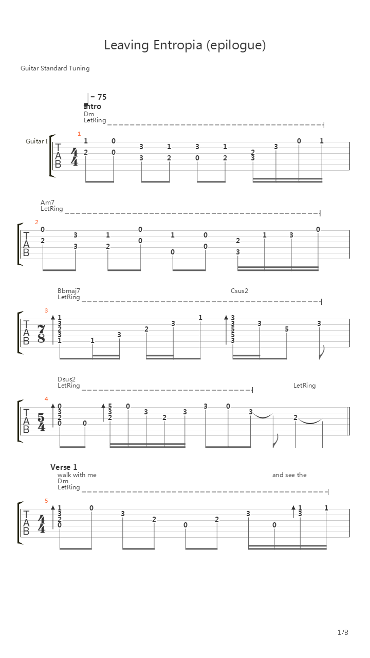 Leaving Entropia (Epilogue)吉他谱