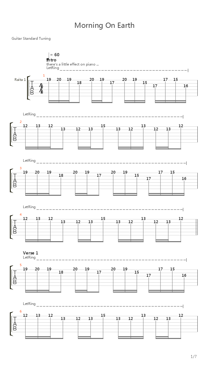 Morning On Earth吉他谱