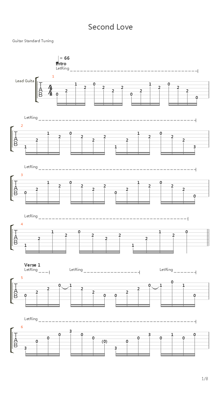 Second Love吉他谱
